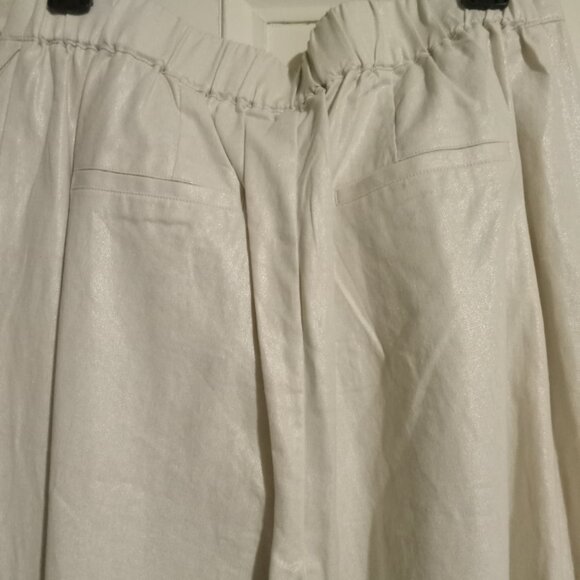 Jason Wu 2-PC Crop Top PantSuit (L) TAN w/gold flecks shines NWT - Picture 9 of 15